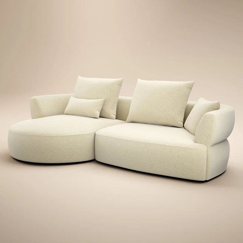 SOLACE+CO Lia Large L-shaped 4 Seater Sofa Cream Chenille image 4