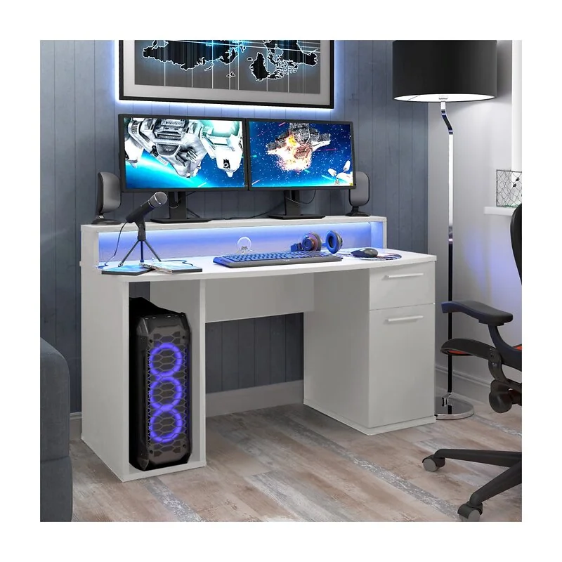 Flair Power Z Compact Computer Gaming Desk With LED Lights Black image 10