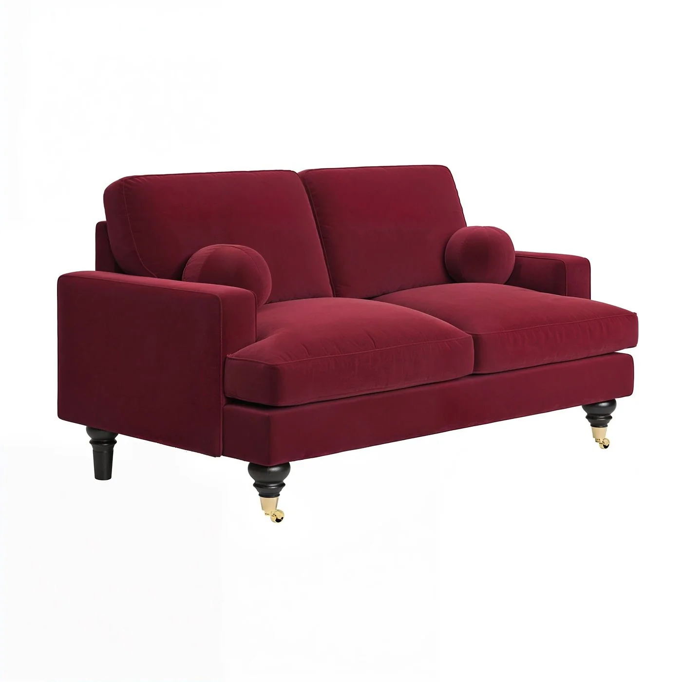 SOLACE+CO Addison 2 Seater Sofa with Caster Legs Burgundy Velvet image 5