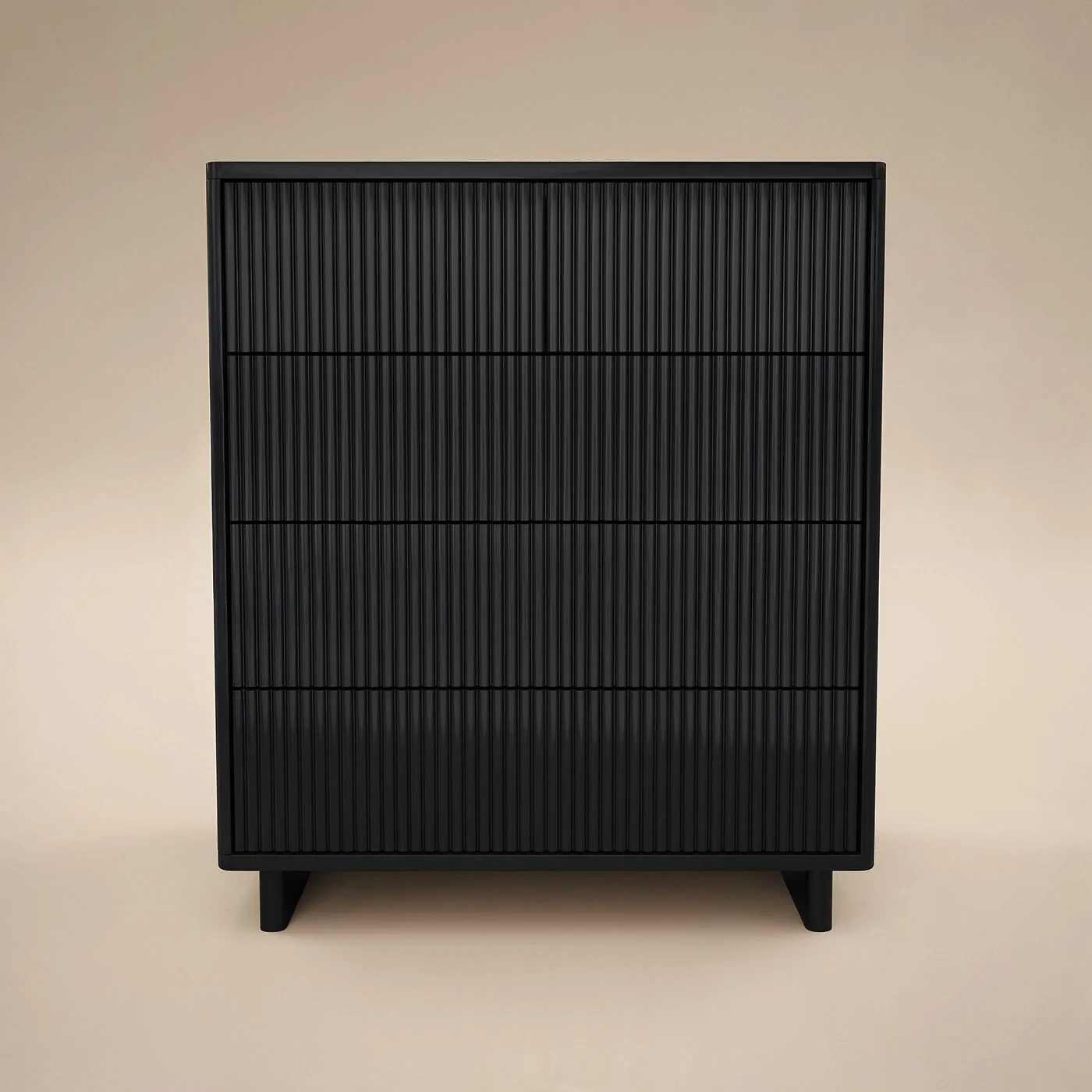SOLACE+CO Velmor Ribbed Chest of 5 Drawers Black image 4