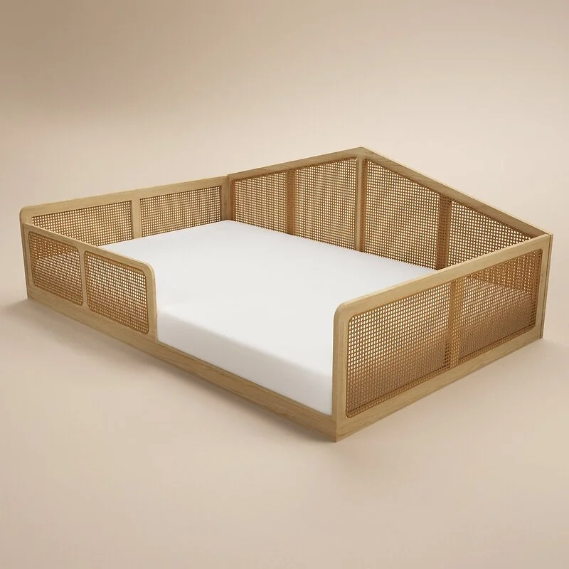 Flair Julian Small Double Montessori Bed with Rattan Panels Natural image 4