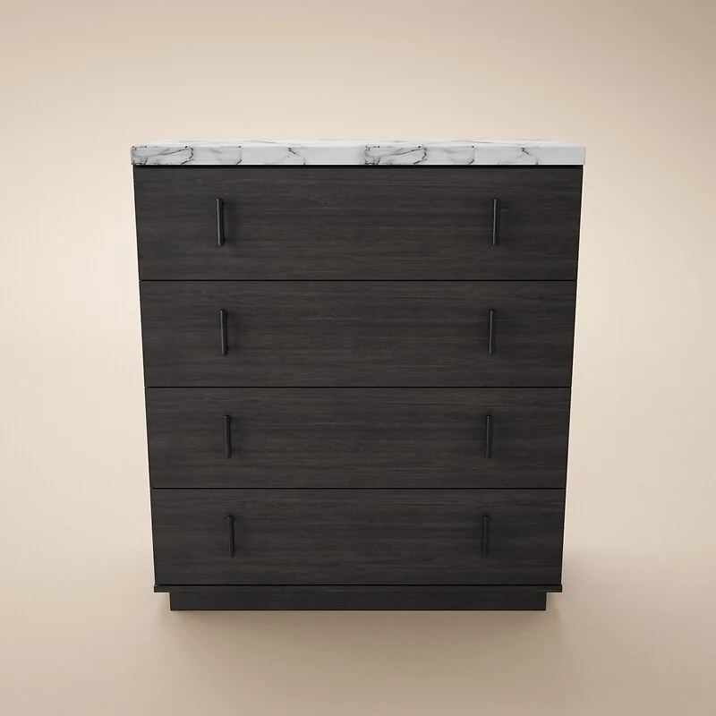 SOLACE+CO Marcel Walnut Chest of 4 Drawers with Marble Effect Top image 4