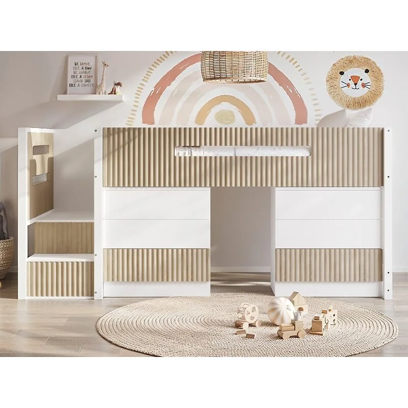 Flair Luca Single Mid Sleeper Bed with 6 Drawers White