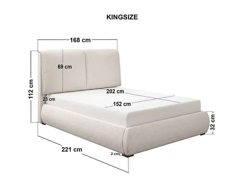 SOLACE+CO Lydia Upholstered Ottoman Storage Bed Cord Fabric – view 6