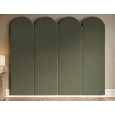 SOLACE+CO Cirrus Headboard Panels Kingsize Khaki Green Velvet