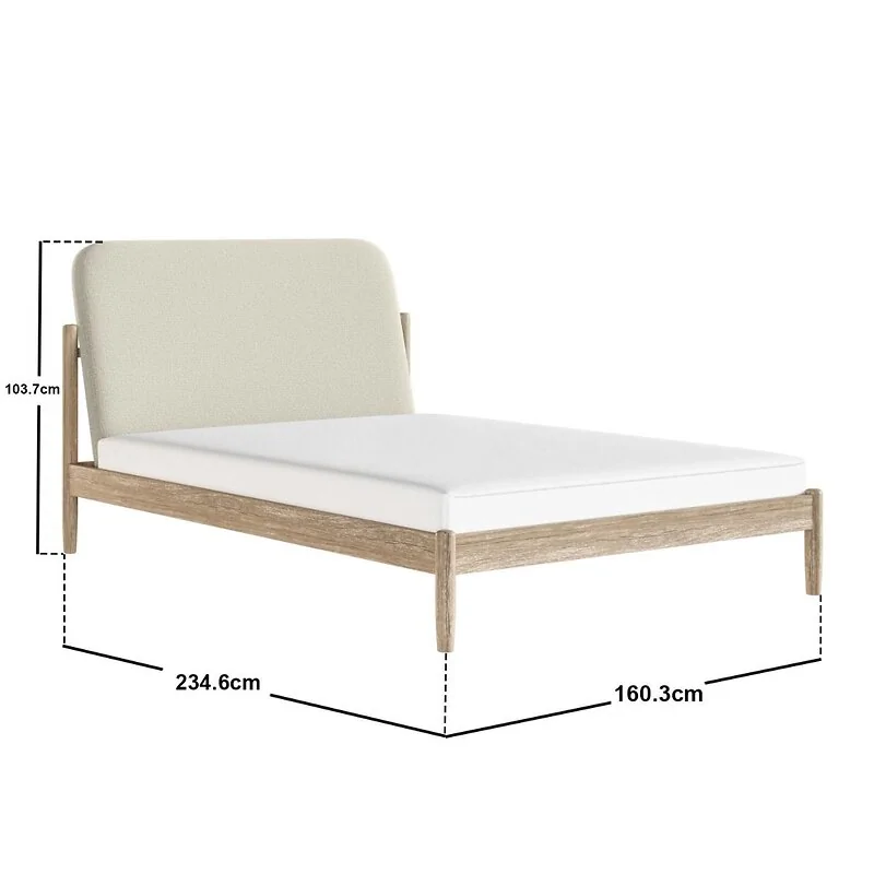 Flair Dahlia Linen Pillowback Wooden Bed Frame – view 7