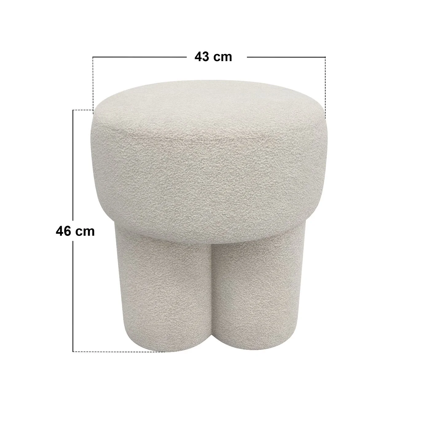 SOLACE+CO Ferro High Round Pouffe Beige Sherpa Fleece image 3