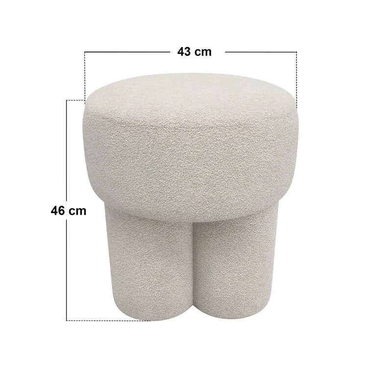 SOLACE+CO Ferro High Round Pouffe Beige Sherpa Fleece image 3
