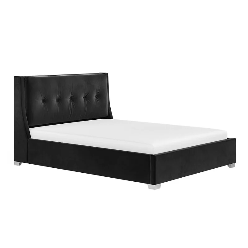 Flair Artemis Kingsize Ottoman Bed with Cushioned Button Headboard Black Velvet image 5