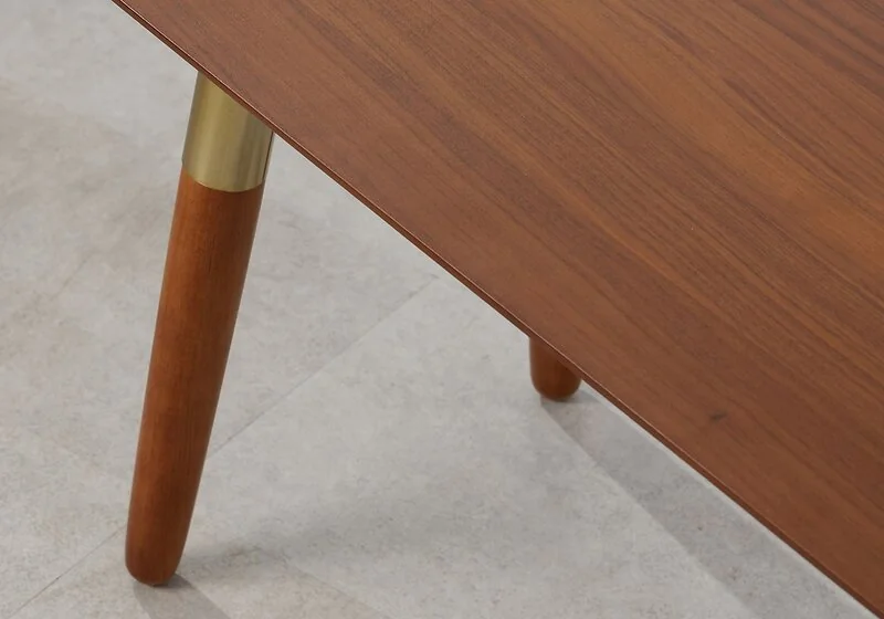 Flair Edelweiss Set of 2 Mid-Century Dining Benches Walnut & Brass – view 4