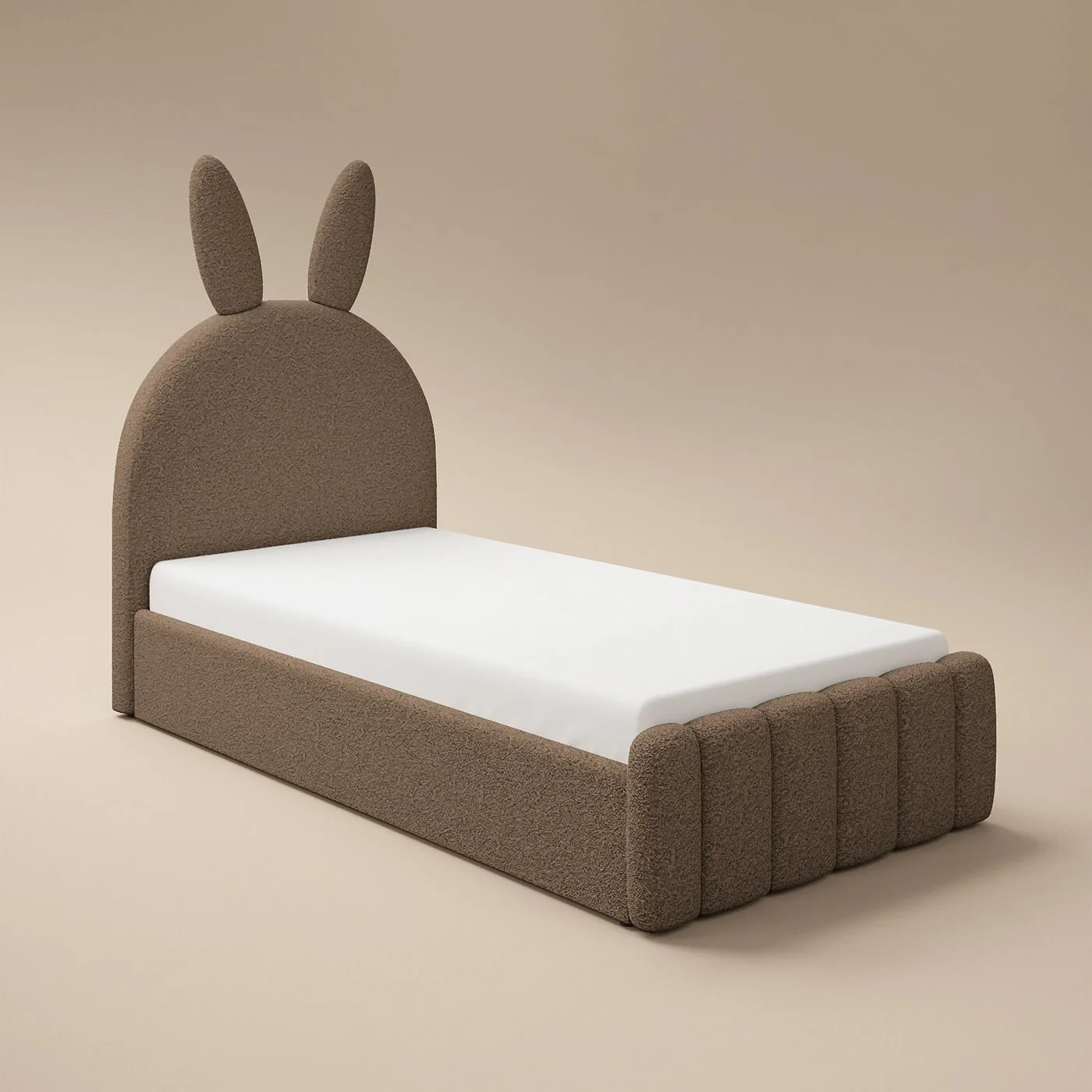 Flair Lapin Single Bed with Bunny Headboard and Drawer Brown Chenille image 10