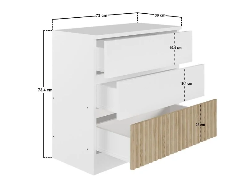Luca 3 Drawer Chest dimensions image