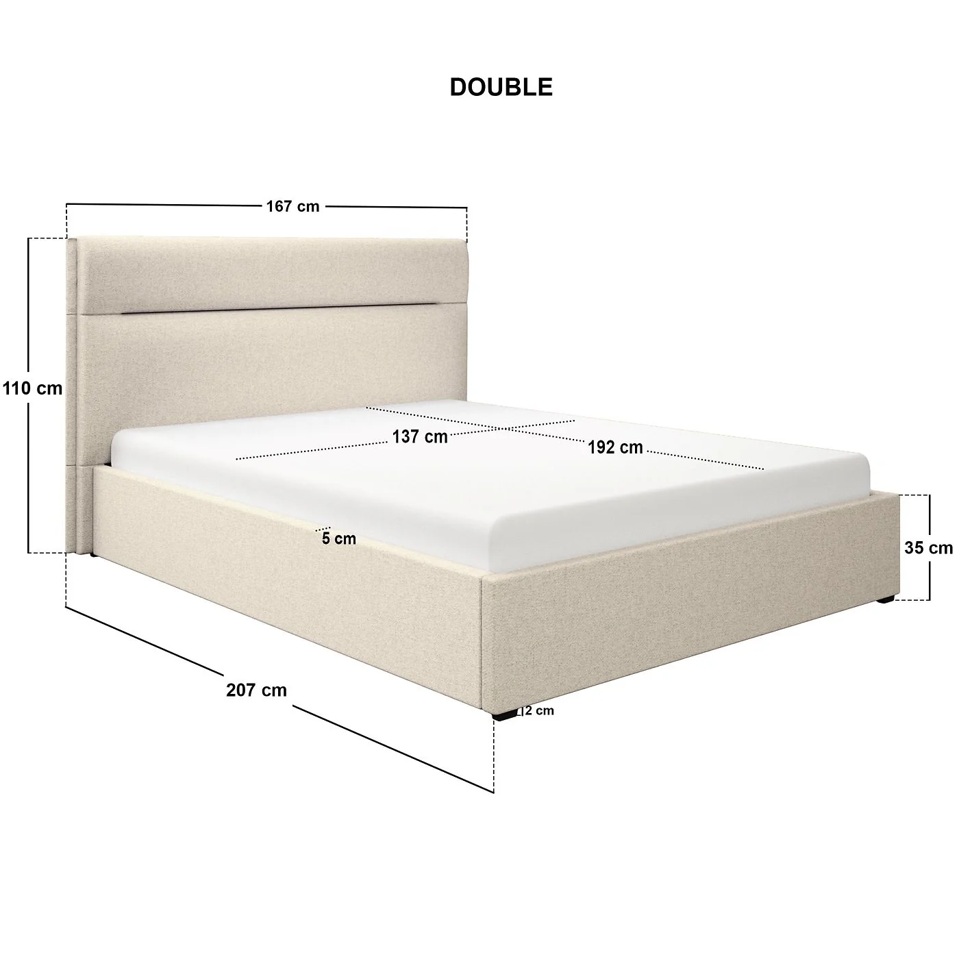 SOLACE+CO Nela Ottoman Bed Woven Fabric Cream image 7