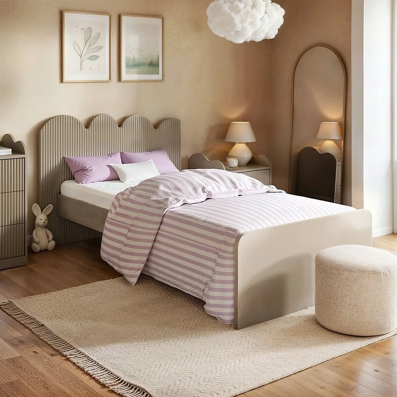 Flair Calista Ribbed Cloud Headboard Single Bed Taupe