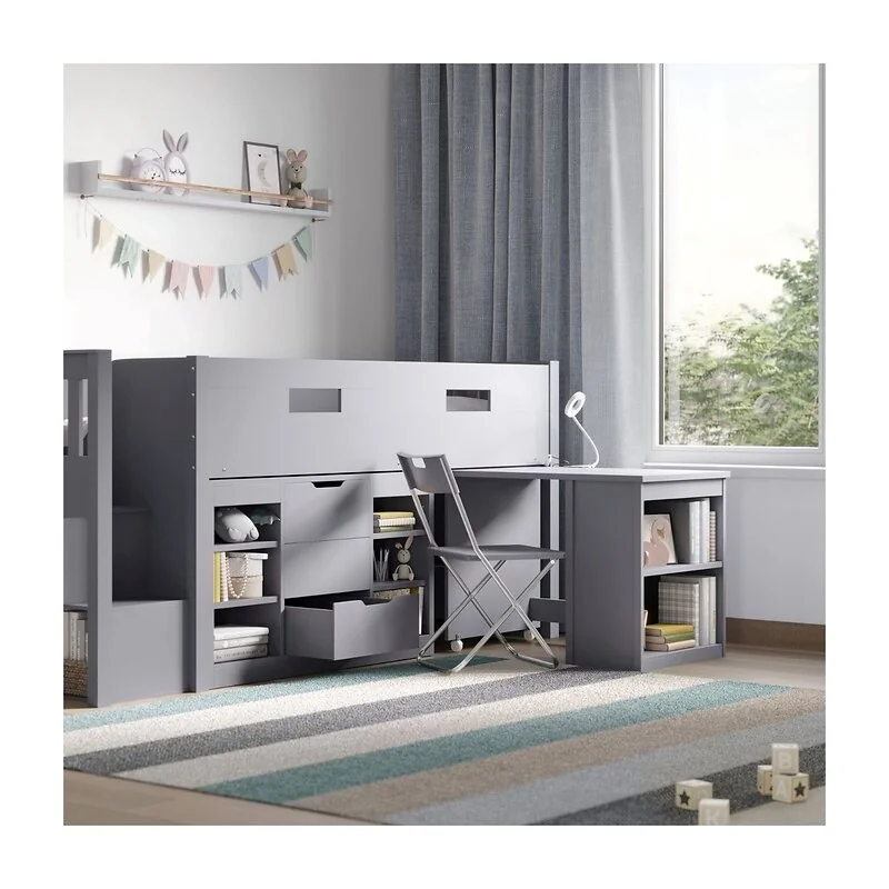 Flair Charlie Pull Out Desk with Side Shelves Grey image 2