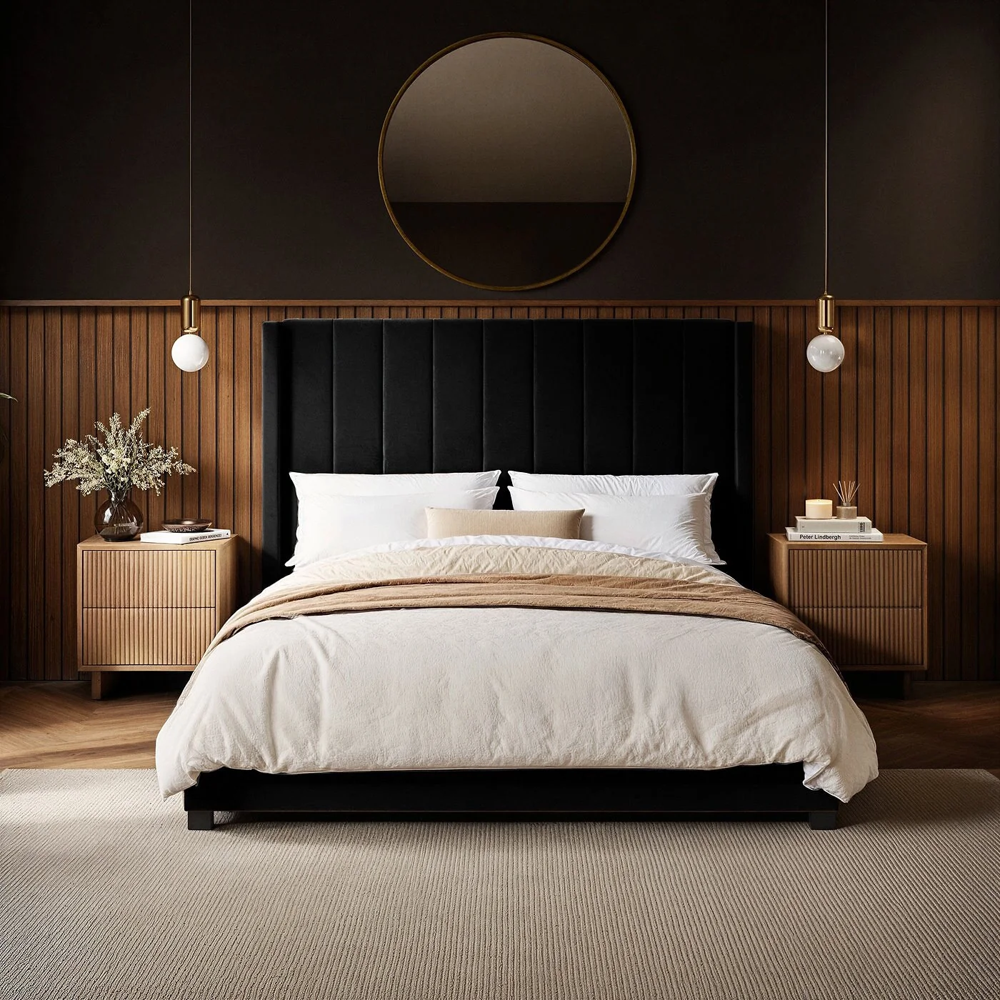 Flair Tiggy Black Velvet Ottoman Bed with Winged Headboard image 3