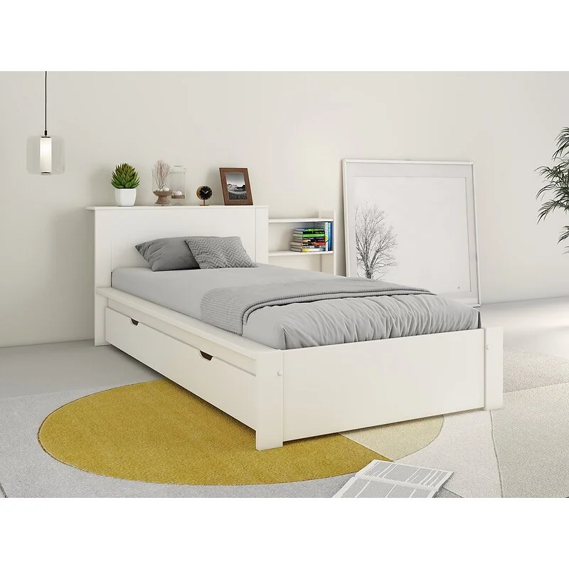 Noomi Juno Secret Storage Bookcase Bed with Drawer White (FSC-Certified) image 3