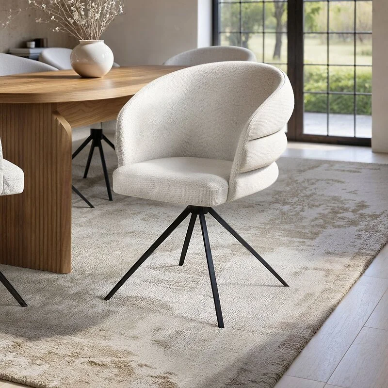 SOLACE+CO Eira Cream Swivel Dining Chair Set of 2 image 2