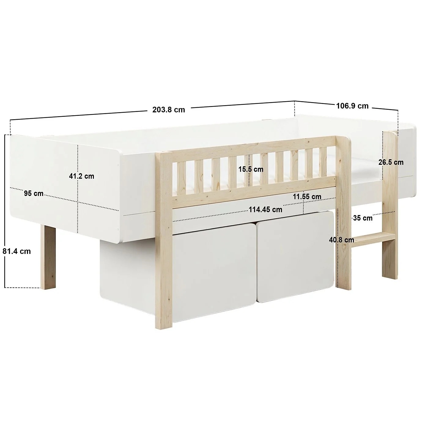 Noomi Kayla Mid Sleeper with Storage White  (FSC-Certified) image 6