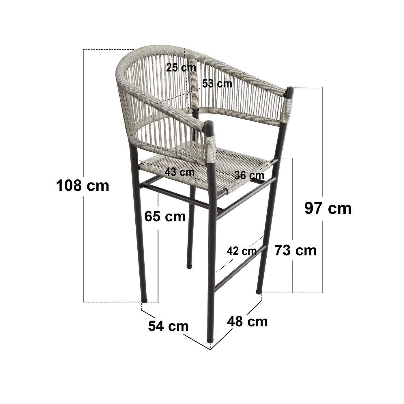 SOLACE+CO Hana Round Table & Lita Chairs Garden Bar Set Dark Brown image 8