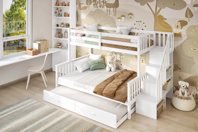 Flair Tag Triple Staircase Bunk With Trundle