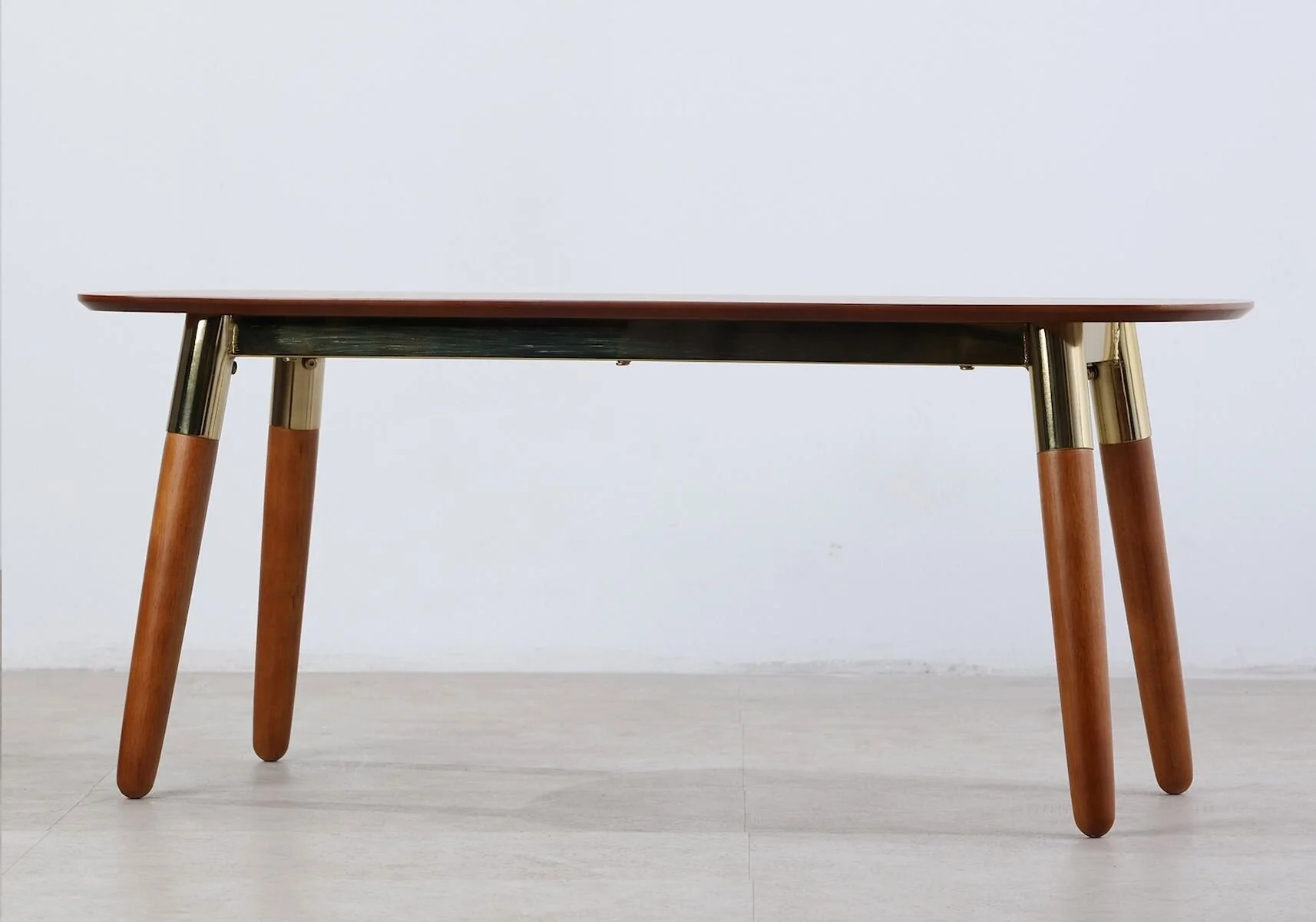 Flair Edelweiss Set of 2 Mid-Century Dining Benches Walnut & Brass – view 2