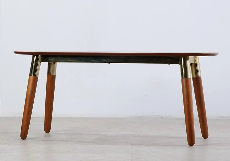 Flair Edelweiss Set of 2 Mid-Century Dining Benches Walnut & Brass – view 2