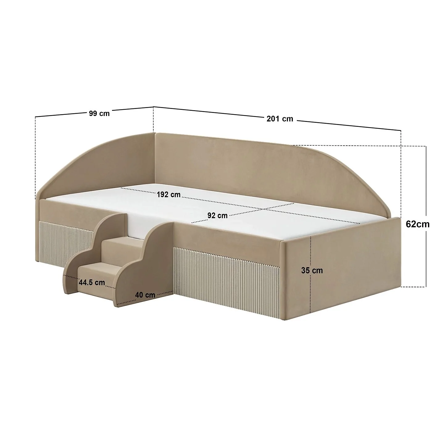 Flair Aviana Low Sleeper Bed Beige Velvet & Beige Cord image 4