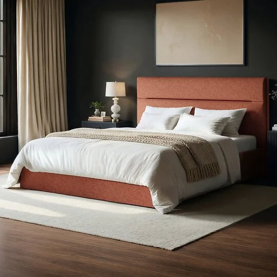 SOLACE+CO Nela Ottoman Bed Woven Fabric Burnt Orange