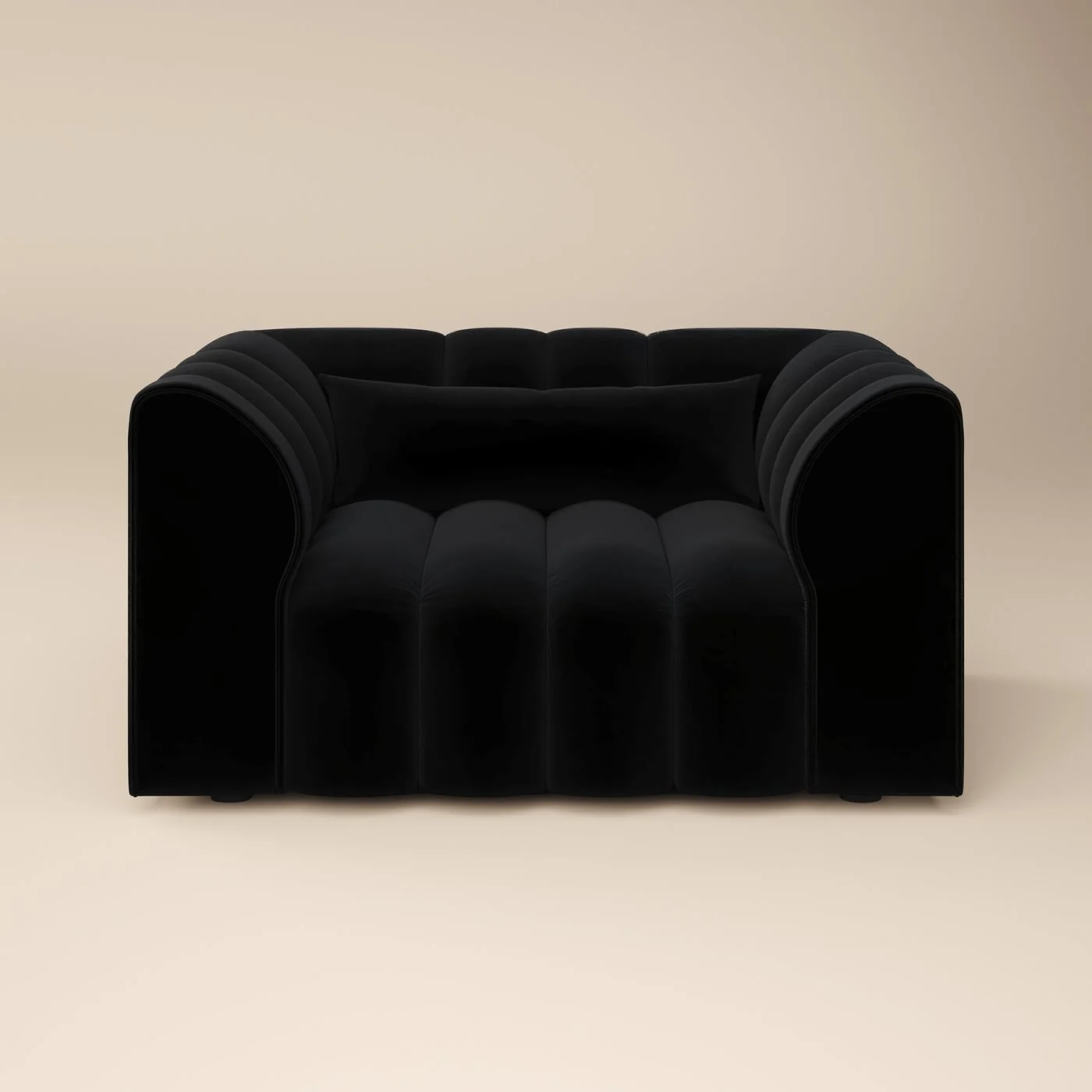 SOLACE+CO Halle Channel Tufted Loveseat Black Velvet image 3
