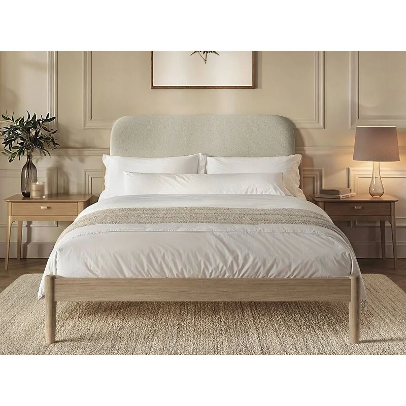 Flair Dahlia Linen Pillowback Wooden Bed image 2
