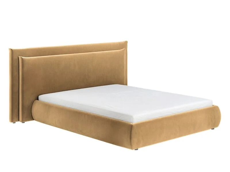 Sigrid sand velvet ottoman storage bed with cushion headboard - cutout