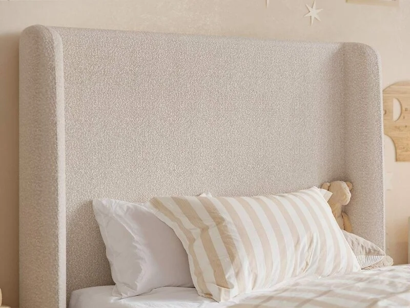Flair Alma beige single bed with winged headboard