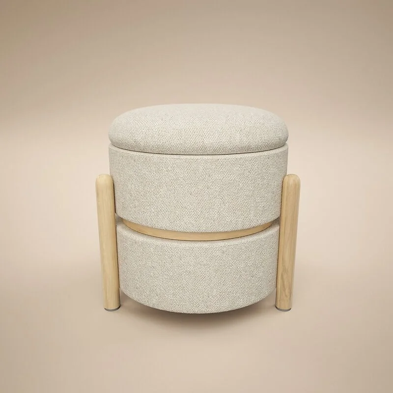 SOLACE+CO Ada Storage Pouffe Beige Boucle image 4