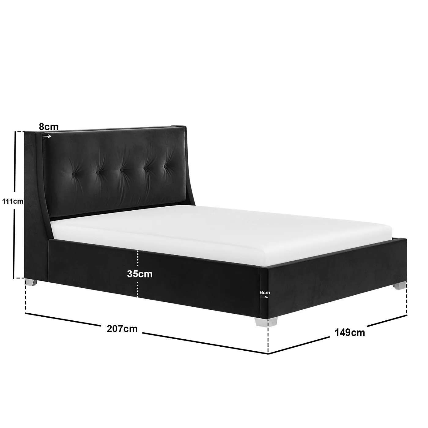 Flair Artemis Kingsize Ottoman Bed with Cushioned Button Headboard Black Velvet image 6