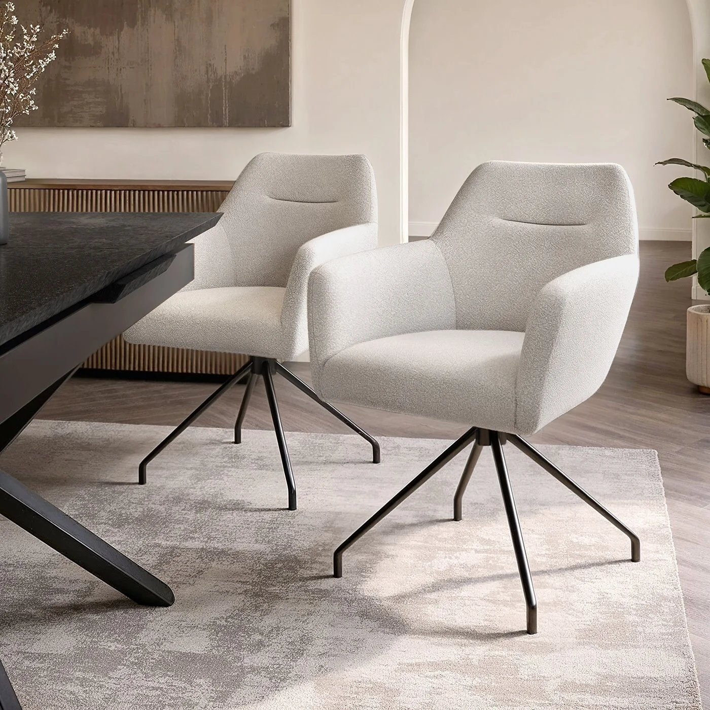 Solace+Co Lexi Extendable Dining Table with 4 Isla Chairs Cream image 4