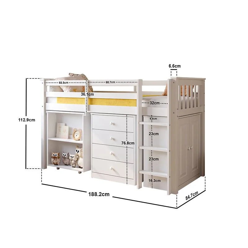 Flair Soban Shorty Cabin Bed with Desk and Storage White image 7