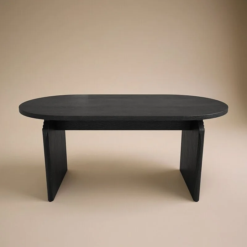 SOLACE+CO Varm & Cyra Black Dining Table Set with 2 Beige Chenille Benches image 7