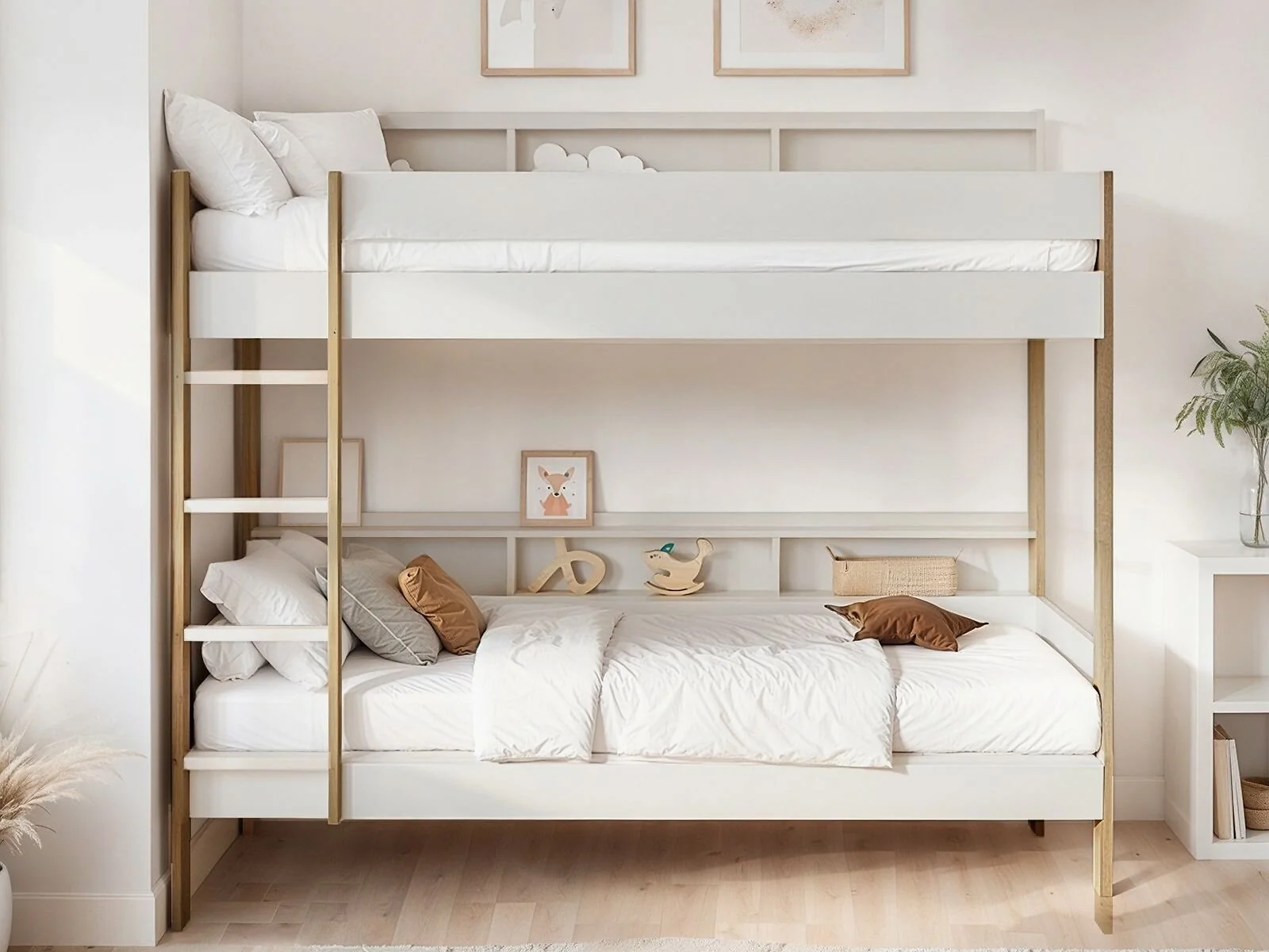 Noomi Bodie Bunk Bed with Shelves White Solid Wood (FSC-Certified) – view 3