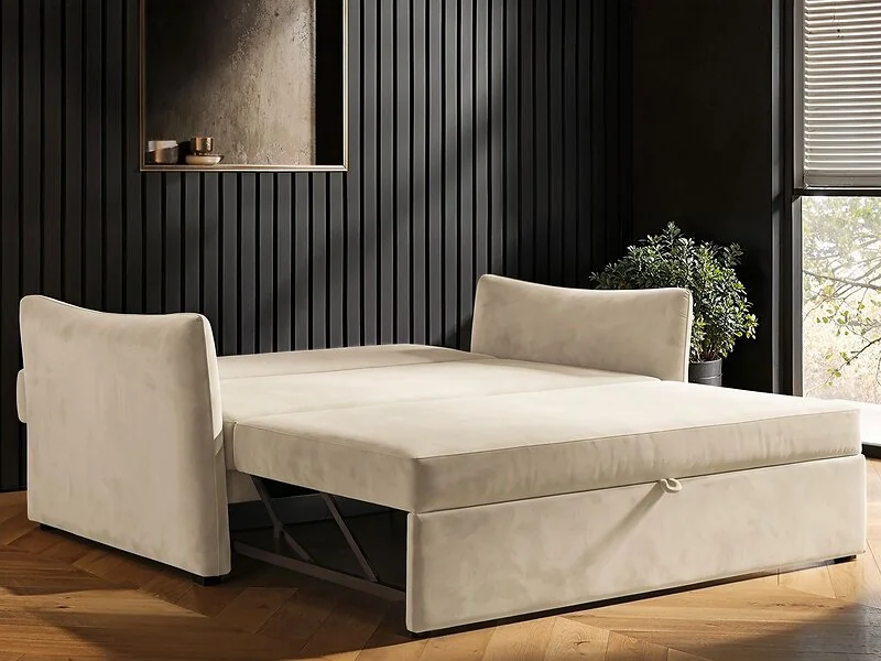 SOLACE+CO Skyler 2 Seater Sofa Bed Velvet Cream – view 3