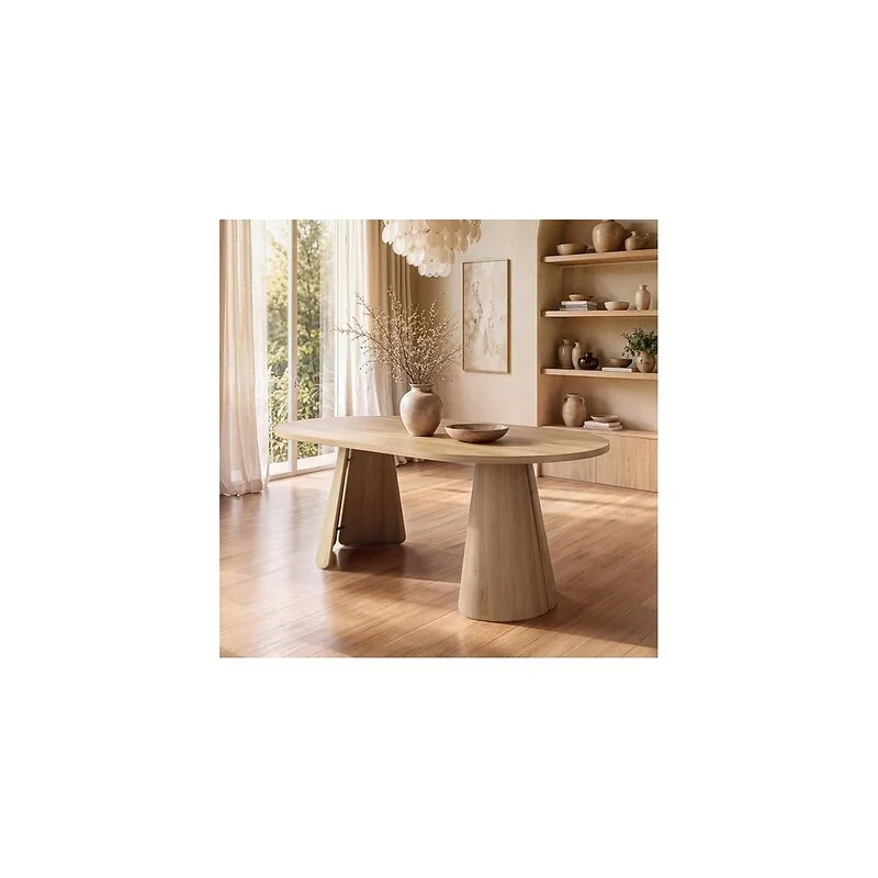SOLACE+CO Ebony & Elise Extendable Dining Set with Curved Back Chairs Light Brown image 2