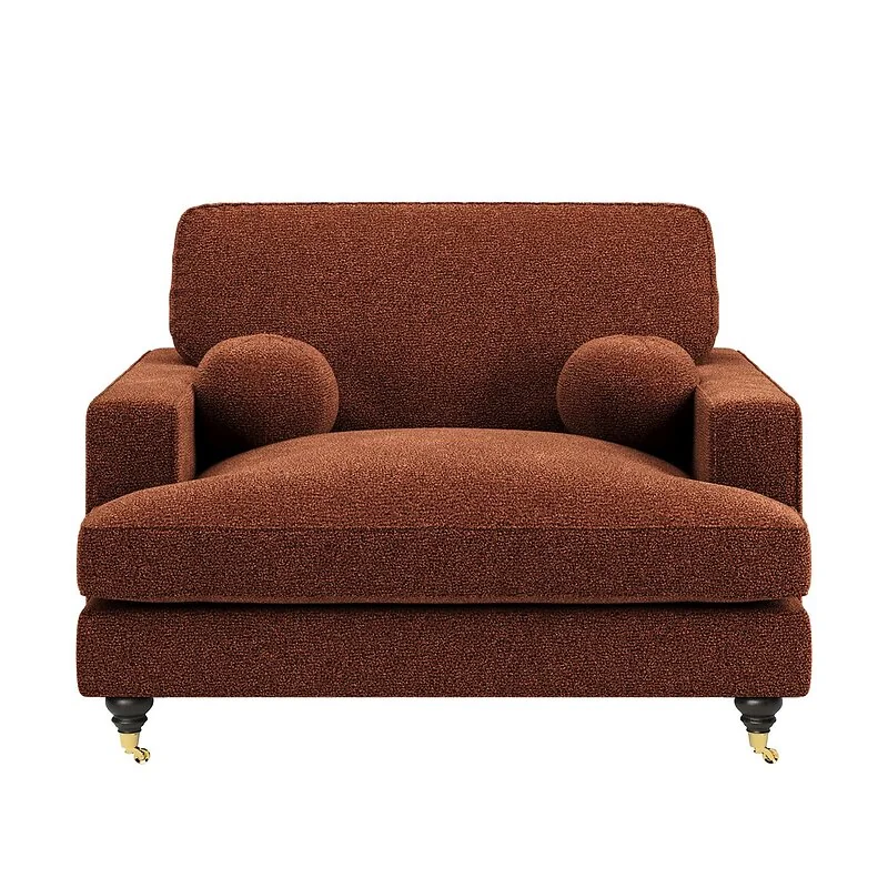 SOLACE+CO Addison Loveseat with Caster Legs Burnt Orange Chenille image 4