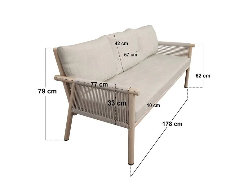 SOLACE+CO Krystyna Garden Rattan Sofa Set with Coffee Table Beige – view 11