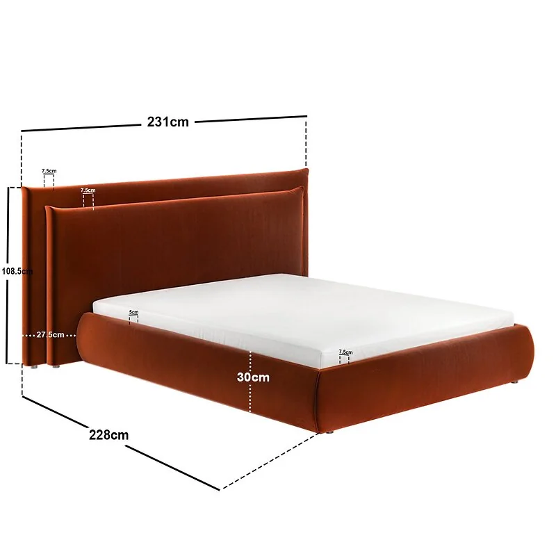 SOLACE+CO Sigrid Ottoman Storage Bed with Cushion Headboard Burnt Orange Velvet image 8
