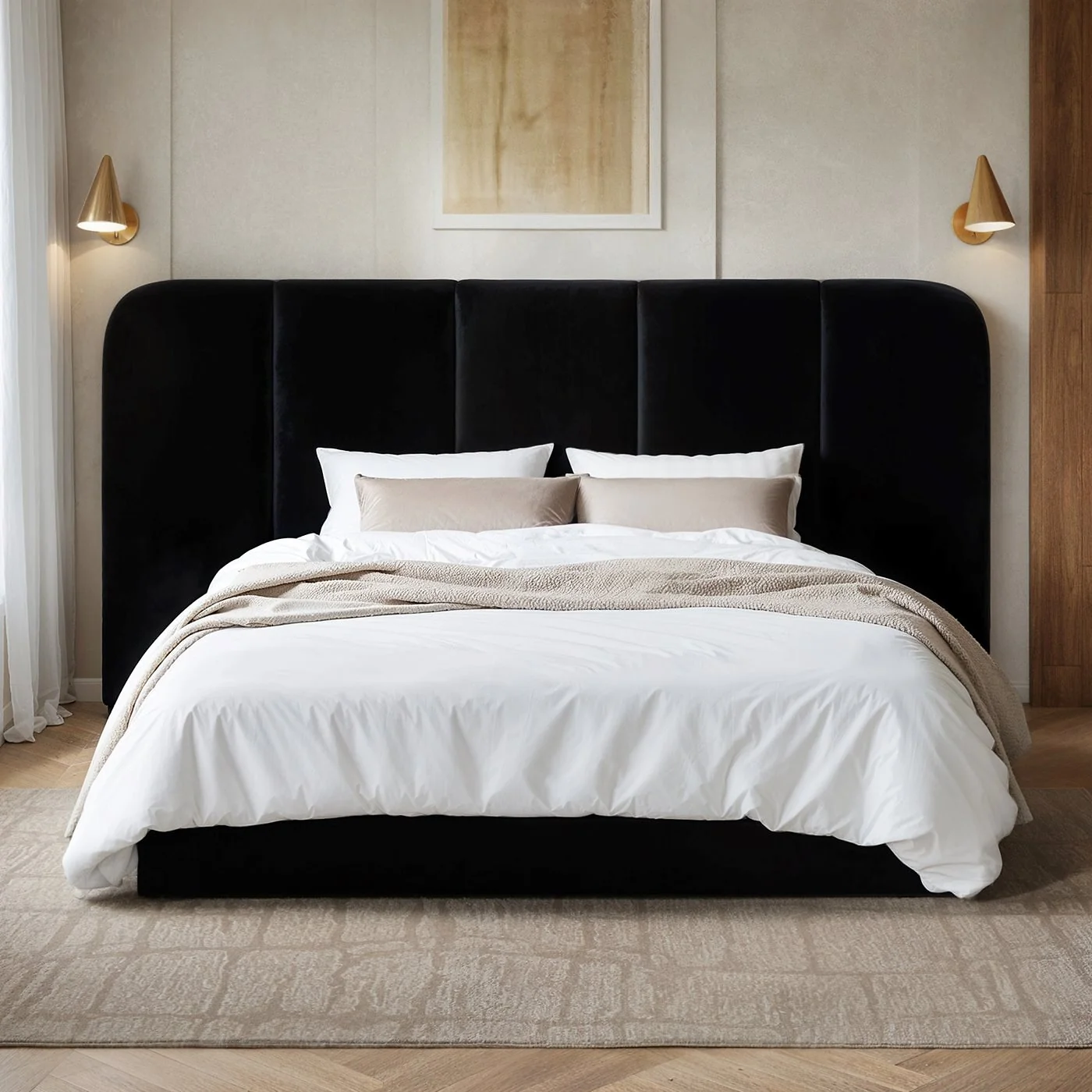 SOLACE+CO Sienna Hotel Ottoman Bed Black Velvet image 4