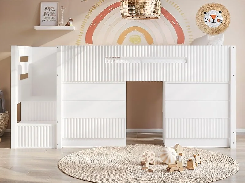 Flair Luca Single Mid Sleeper with 6 Drawers in White