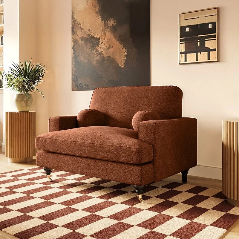 SOLACE+CO Addison Loveseat with Caster Legs Burnt Orange Chenille image 2
