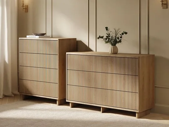 SOLACE+CO Velmor 2 Piece Ribbed Chest of Drawers Set