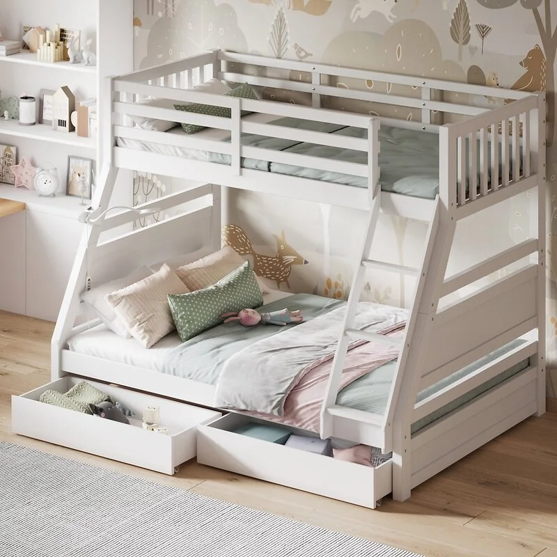 Flair Ollie Triple Wooden Bunk Bed With Drawers