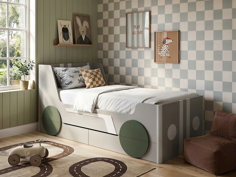 Flair Cooper Single Car Bed with Drawers Grey